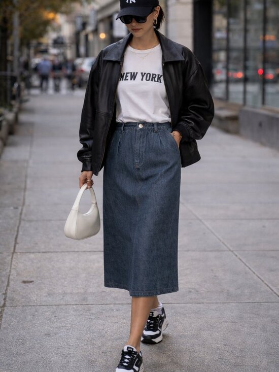 Lands' End Dresses & Skirts - Lands' End Charcoal Grey Denim Midi A-Line Skirt Size S-Medium